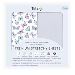 TotAha Premium Stretchy Changing Pad Cover, Buttery Soft Diaper Changing Pad Covers for Girls Boys, Super Stretchy Jersey Knit Changing Table Covers2-Pack, Purple Butterfly