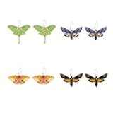 Pingyongchang 4 Pairs Butterfly Colorful Acrylic Earrings Cute Insect Moth Wing Earrings for Women Summer Vacation Jewelry