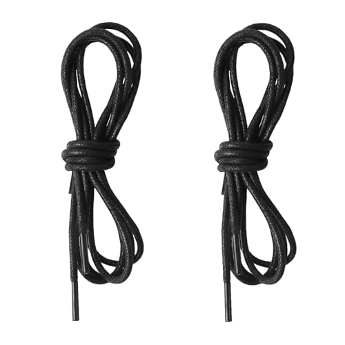 2 Pairs Waxed Round Shoe Laces 80cm/31.5 Formal Business Oxford Shoelaces for Men or Womens Dress Shoes 2.5mm Black