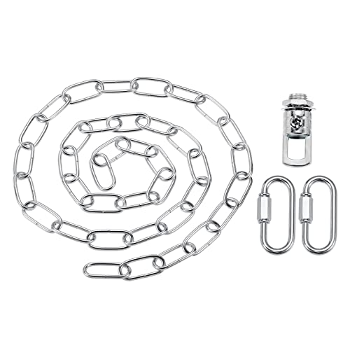 YOKIVE 1 Set Catena per Lampada a Sospensione, Maglia Spessa da 4mm con cerchi di Connessione, Ideale per Luci a Soffitto, Lampade (Argento, 56 Pollici)