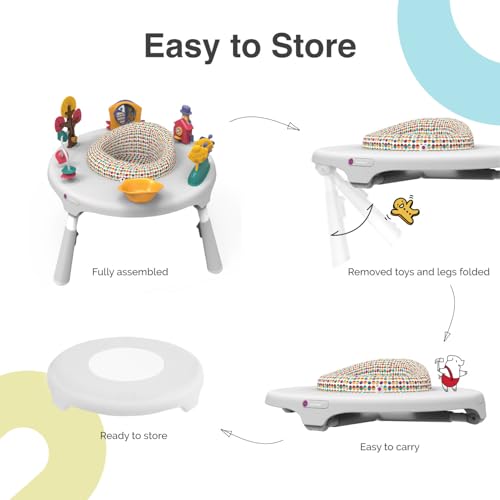 ORIBEL PortaPlay 2-in-1 Baby Activity Center & Play Table| 5 Months+ | Convertible & Portable Stage-Based for Baby| with Development Focused Toys | Unisex (Wonderland Adventure, Grey) - Thumbnail 6