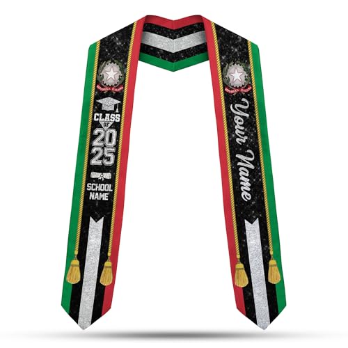 MonkeyVan Custom Italians Flag Graduation Sash 2025, Italian Graduation Sash, Italia Graduation Stole Class of 2025 It10
