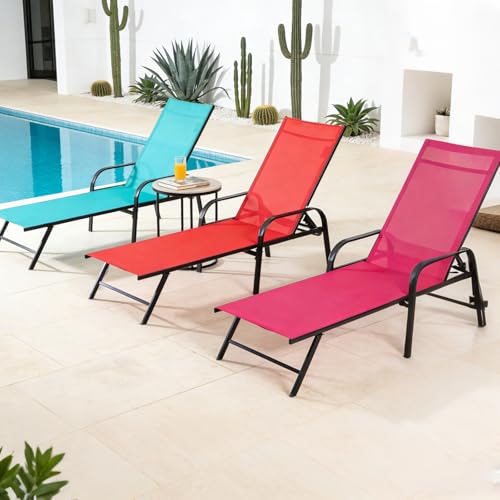 Simple Delxue Folding Chaise Lounge Chair with 4 Reclining Positions,