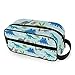 Produktbild QMIN Tragbare Kulturtasche mit Dinosauriermotiv und Palmenblättern, Kulturbeutel, multifunktional, Kosmetiktasche, Make-up-Tasche für Jungen, Mädchen, Damen, Herren