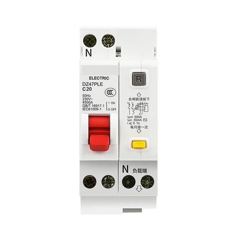 Disjoncteur fuite terre DZ47PLE 1P+NC 20A phase neutre pour circuit prises et éclairage