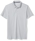 Amazon Essentials Men's Slim-Fit Quick-Dry Golf Polo Shirt, Light Grey Heather, Large