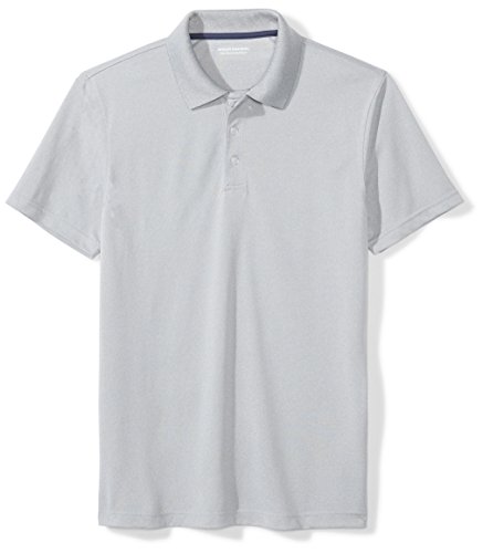 Amazon Essentials Men's Slim-Fit Quick-Dry Golf Polo Shirt, Light Grey Heather, Medium