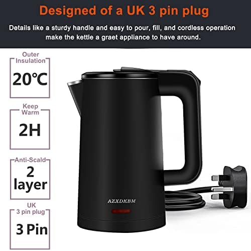 AZXDKBM 0.8L Portable Mini Electric Kettle, 304 Stainless Steel Kettle, Compact Travel Electric Kettles, Auto Shut-Off & Boil-Dry Protection, 1000w Kettle Quiet Fast Boil.