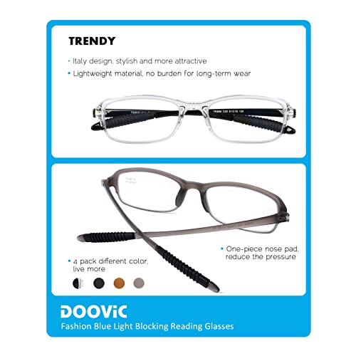 Doovic 4 Pack Reading Glasses For Women Men Blue Light Blocking Reading Glasses Tr90 Flexible Lightweight Readers 3.0 Strength #TOP2
