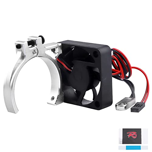 Crazyhobby Rc Car Motor Heatsink Cooling Fan With Thermal Sensor Aluminum Clamp Heatsink For 42Mm Motors Fit 4268 4274 Motor 1/8 1/10 Buggy Cars Truck Crawler (Silver) #TOP15