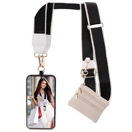 Image of XANGNIER Clip and Go Strap for Phone with Wallet Crossbody, Phone Strap with Zippered Wallet, Adjustable Anti Theft Cellphone Lanyard for Women, Cellphone Chain Accessories,Multicolor 11