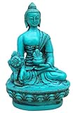 mytibetshop Medicine Buddha Turquoise for Healing, Small Buddha Statue for Home and Alter, Medicine Buddha Statue Handpainted by Himalayan Artisan in Nepal