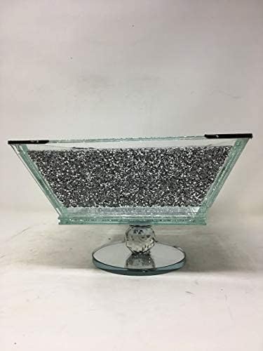 Pink Glass Sparkle Ornament Bling Crushed Diamond Gift | CRYSTALLIZED Kitchen Fruit Bowl storage Organiser Accessory-15cms | Crushed Diamond Display | Present Gifts for all occasion, Home Decor
