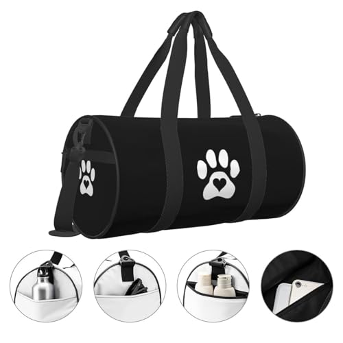 Paw Print Heart Dog Cat Convertible Garment Bag with Shoulder Strap, Carry on Garment Duffel Bag for Men Women - Rolling Foldable for Travel Luggage Bags (Black) 5