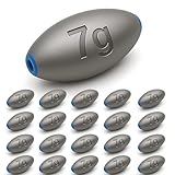 Egg Sinkers Fishing Weights, Lead Oval Sinkers for Catfish, Bass, Surf and Freshwater Fishing, Smooth Hole Design, Assorted Sizes Bulk Pack (7g-20pcs)