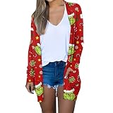 Christmas Cardigan for Women Funny Xmas Sweaters Lightweight Open Front Cardigans Casual Long Sleeve Winter Coats