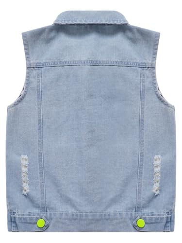 JEATHA Unisex Kids Boys Girls Denim Vest Sleeveless Button-Down Jean Jackets with Turndown Collar2