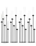 39.8''Matte Black Candle Holder with Acrylic Shades Tall 5 Arm Candelabra Black Table Centerpiece for Wedding Living Dining Room Fireplace Decoration Fit 0.98''LED Taper Candle