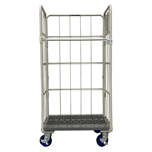 【法人名記載必須】個人宅配送不可 車上渡し 日本製 カゴ台車 ワークテナー 幅850×奥行650×高さ1700mm 上杉輸送機製 UTP-8565 - フジテックス - 商品画像