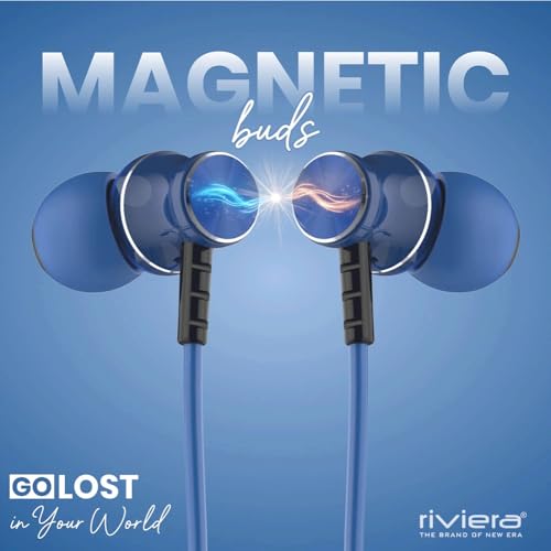 Image of Riviera Zackpot Bluetooth Earphones Wireless, 55 Hours Playtime in Ear Neckband, BT V5.2 with Microphone, Magnatic Earbuds, Sweatproof Deep Bass, Type C Interface - Blue.