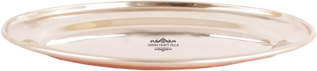 Indian Craft Villa Oval Plate Flat Steel/Copper 8.0" X 5.5" (Inch)