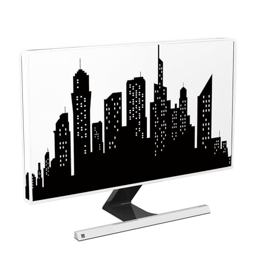 Baocicco City Scenery Waterproof Television Covers 40,41,42,43 Inch Black and White Build Weatherproof Anti-Static Dust-Proof Protective Sleeve Compatible with LCD LED PC Desktop and Home Hanging TV