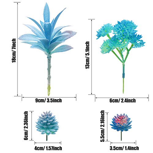 Woohome Piante Grasse Finte Decorative, 10 Pz Blu