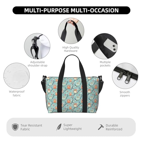 Travel Duffle Bags For Women Men - Colorful Owl Cute Print Personal Item Weekender Overnight Gym Carry On Airport Tote Bag With Strap For Yoga, Travel, Business Trips3