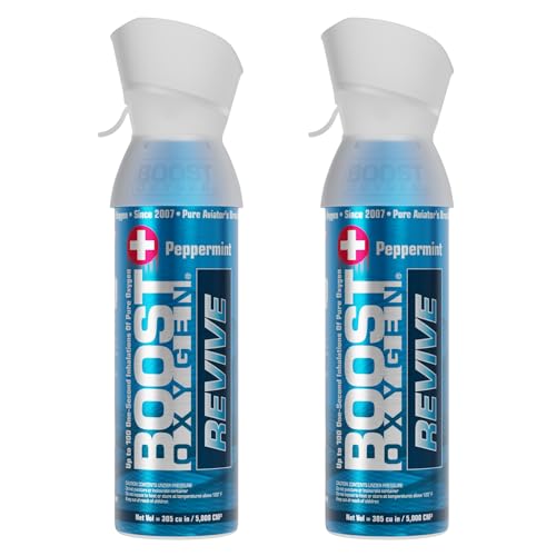 Boost Oxygen Medium Revive Peppermint Aroma 5L Canister | Respiratory Support for Aerobic Recovery, Altitude, Performance & Health (2 Pack)