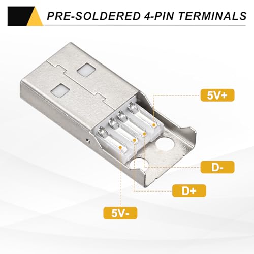 MECCANIXITY 10Pcs USB 2.0 Type A Macho, 33x16x10mm miniatura 3