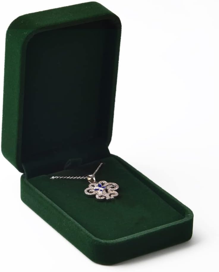 Oirlv Dark Green Velvet Necklace Box Necklace Gift Box Pendant Sorage Case for Valentine's Day Birthday Christmas Anniversary