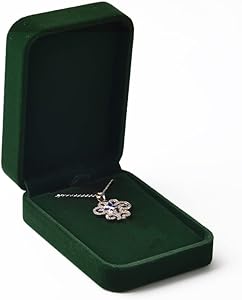 صندوق فاخر من المخمل لون أخضر من وودتين - 10.2 × 7.2 × 3.7 سم، صندوق هدايا مجوهرات للقلائد