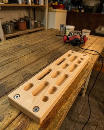 Image of Wooden Rock Climbing Hangboard - Premium Hardwood Fingerboard for Bouldering & Grip Strength Training - Ergonomic Design with 20mm Edges, Jugs & Pockets - Skin-Friendly Home Gym Equipment (20 inch x 6 inch)