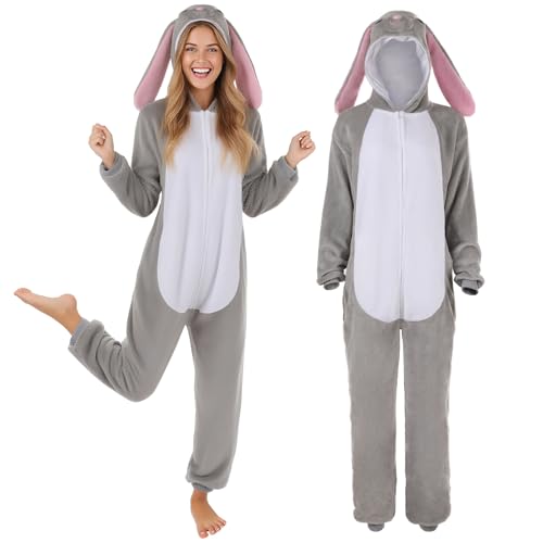 Crazycos Rabbit Onesie Pyjamas Damen Herren Jumpsuit Onesie Tier Fasching Kaninchen Tier Kostüm Für Cartoon Pyjamapartys-S