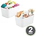 mDesign Plastic Portable Craft Storage Organizer Caddy Tote, Divided Basket Bin with Handle for Crafts, Sewing, Art Supplies - Holds Brushes, Colored Pencils - Lumiere Collection - 2 Pack - White