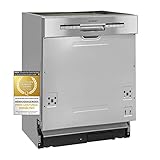 Exquisit Geschirrspüler EGSP1012-EB-030E inox | Spülmaschine 60 cm teilintegriert | Einbaugeschirrspüler | 12 Maßgedecke | Inox