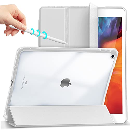 Gahwa Funda para iPad 10,2 Pulgada 9th Gen 2021 y 8th Gen 2020 y iPad 7th Gen 2019, Ligera Case Cover con Soporte Función, Trasera Transparente Carcasa con Soporte para el Pencil - Gris Cover