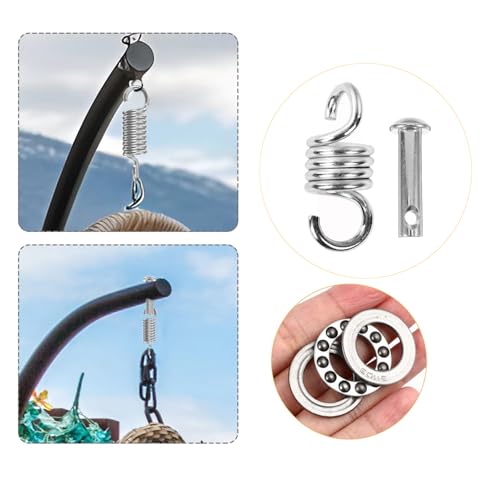 UtySty Egg Chair Hanging Spring Replacement Hammock Chair Springs Kit with Pin Plug and Bearing Egg Swing Chair Spring Hook Suspension Extension Hanger for Boxing Bag Gym Patio Wicker - Thumbnail 3