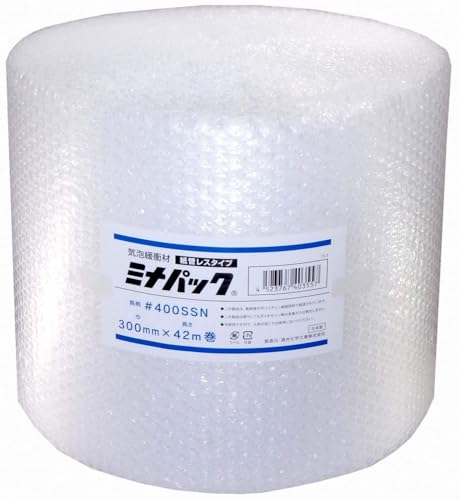 酒井化学工業 300 mｍ × 42 ｍ コアレス 緩衝材 エアキャップ ロール ミナパックの商品画像（Amazon）