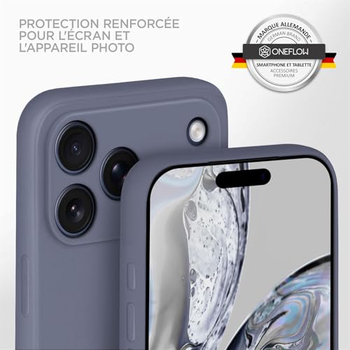 Coque silicone iPhone 17 Pro eviter rayures ecran objectif photo bleu - 4