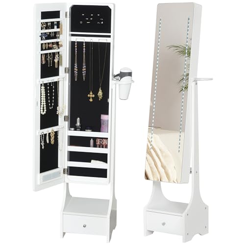 HOMCOM Armadio Portagioie con Specchio e Luci a LED Regolabili