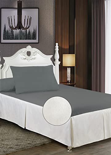 Violet Linen Splendour Shine Pleated Pattern, Polyester Jacquard, with Metallic Plain Weave Woven, Tailored, Wrinkle & Fade Resistant, Twin - 39" Gold, Bedding Bed Skirt - Dust Ruffle
