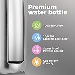 Volhoply 17oz Insulated Stainless Steel Water Bottle, Double Wall Vacuum Flask, Keeps Cold 24h & Hot 12h, Available in Packs of 1, 4, or 8（Silver,1 Pack) - Image 4