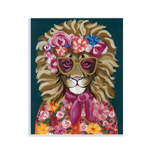 Miami Living Lion Animal Print, 11 x 14 Inch Mounted Print on Wall Plaque