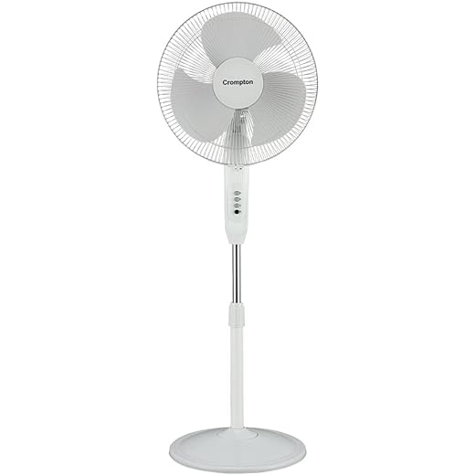 Crompton HISPEED Gale Classic 400 mm Pedestal Fan | Superior Air Delivery | Easy Neck Tilt Mechanism | Adjustable Height | Smooth Oscillation | 2 Year Warranty | White