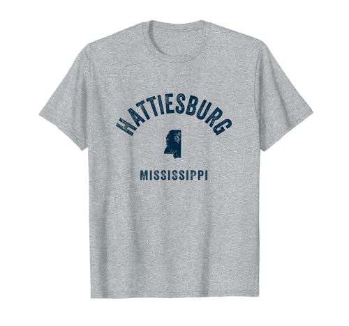 Hattiesburg Mississippi MS Vintage anni '70 Sport Navy Stampa Maglietta