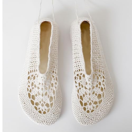 Knit Woven Mesh Ballet Flats for Women Breathable Slip On Lace Up Loafers with Openwork Design Lightweight Comfortable Casual Dressy Shoes2