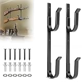 POOWEE Shotgun Holder for Wall - Dip Coating Shotgun Rack Wall Mount, Heavy Duty Steel Horizontal Gun Wall Mount, Horizontal Gun Rack, Airsoft, Rifle Holder - 1 Pair for 2 Guns