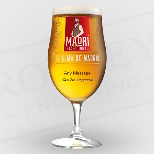 Madri - Vaso de cerveza personalizable con cualquier mensaje o nombre, regalo para cumpleaños, día del padre, aniversario