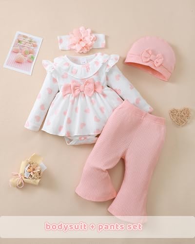 Image of Renotemy Newborn Infant Baby Girl Clothes Summer Outfits Infant Romper Pants Cute Toddler Girl Clothes Gift Set